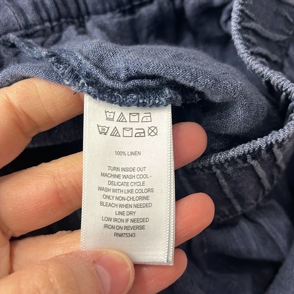 Sigrid Olsen Blue 100% Linen Cropped Rolled Cuffed Pants Womens Size M - Picture 9 of 9